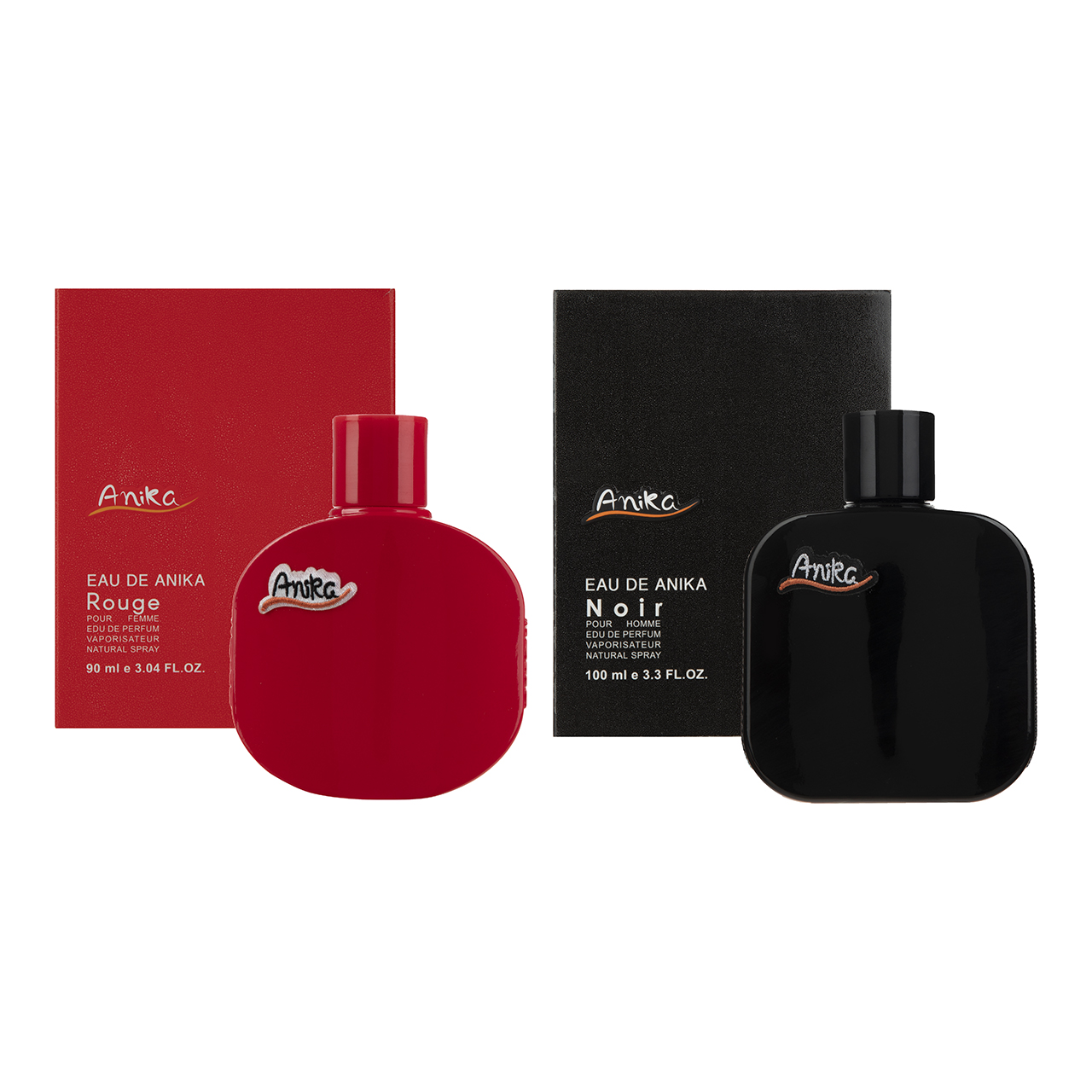 ادوتویلت مردانه آنیکا مدل noir حجم 100 میلی لیتر به همراه ادوتویلت زنانه مدل rouge حجم 90 میلی لیتر