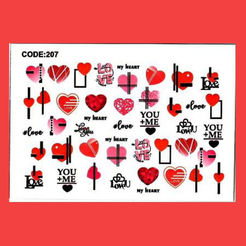 استیکر طراحی ناخن طرح قلب کد c207