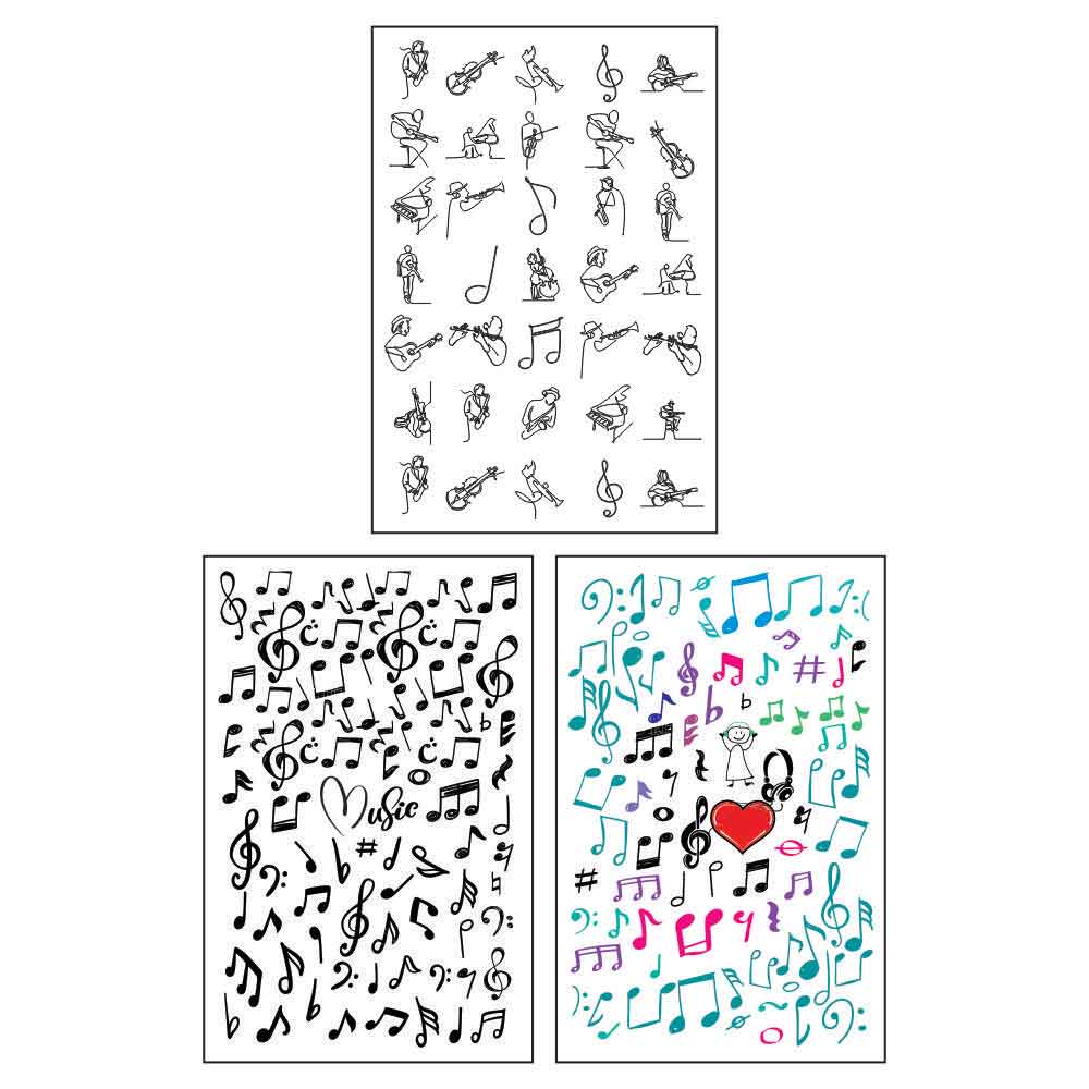 استیکر طراحی ناخن طرح نت موسیقی کد music n301 بسته 3 عددی