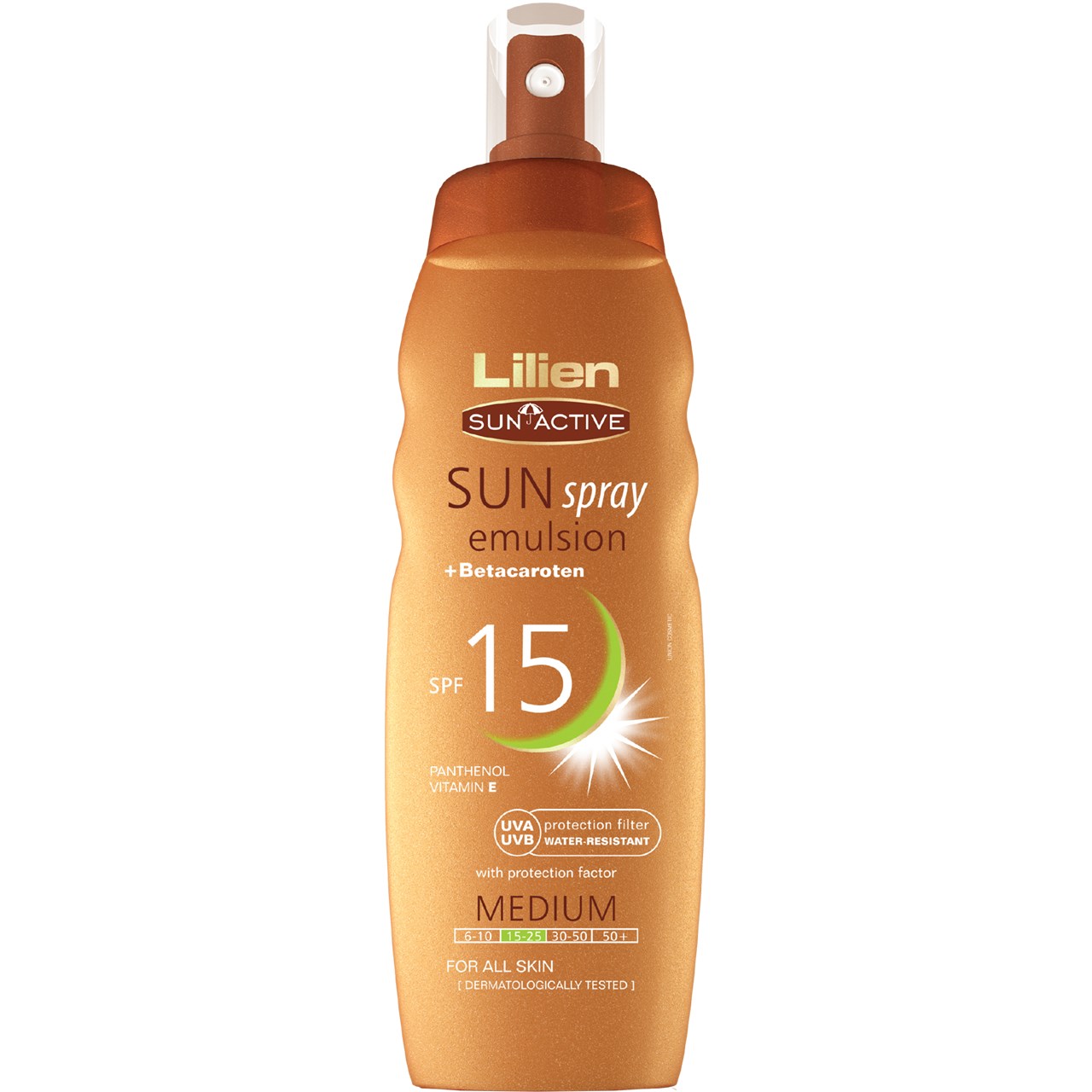 اسپری آفتاب لیلین سان اکتیو مدل sun spray with betacaroten با spf15 حجم 200 میلی لیتر