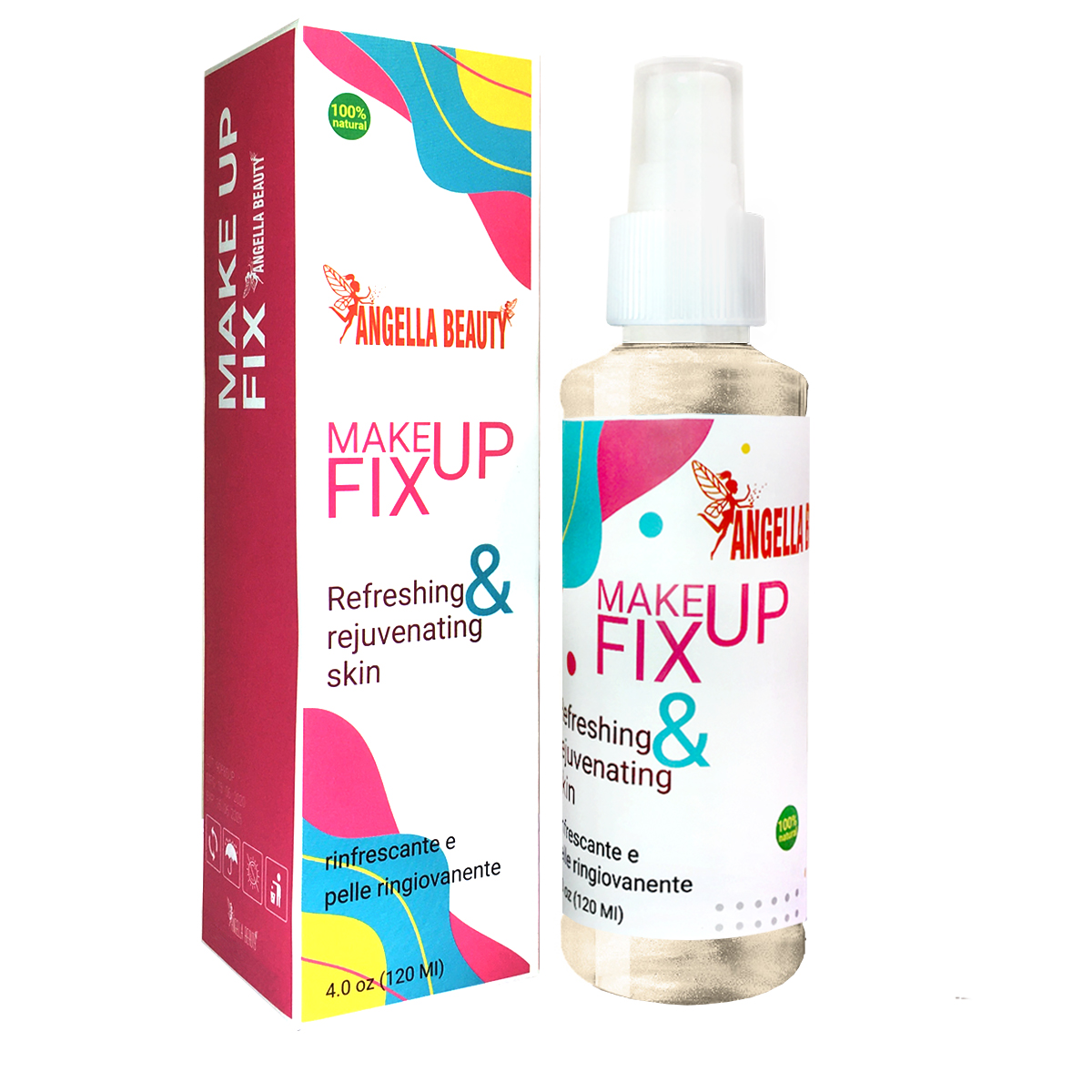 اسپری تثبیت کننده آرایش آنجلا بیوتی مدل glow.w حجم 120 میلی لیتر