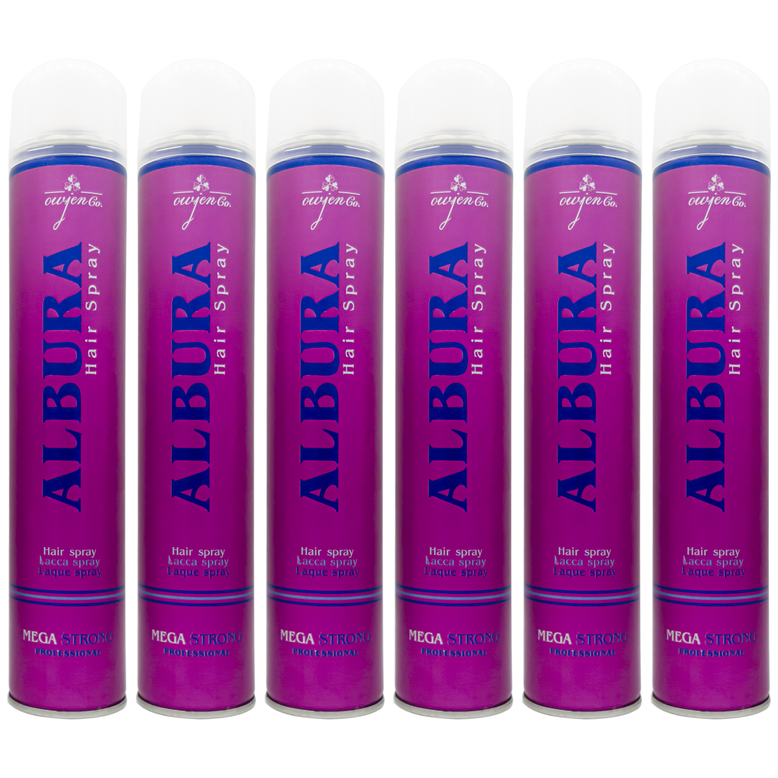 اسپری حالت دهنده مو آلبورا مدل mega strong حجم 500 میلی لیتر مجموعه 6 عددی
