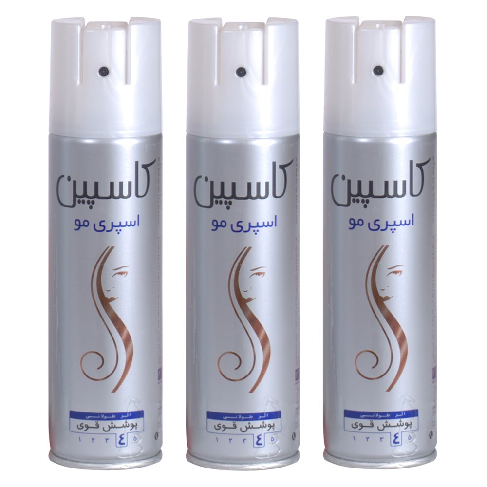 اسپری حالت دهنده مو کاسپین مدل strong hold 4 حجم 150 میلی لیتر مجموعه ۳ عددی