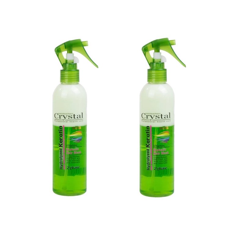 اسپری دوفاز مو کریستال مدل hydrolyzed keratin حجم 250 میلی لیتر مجموعه 2 عددی