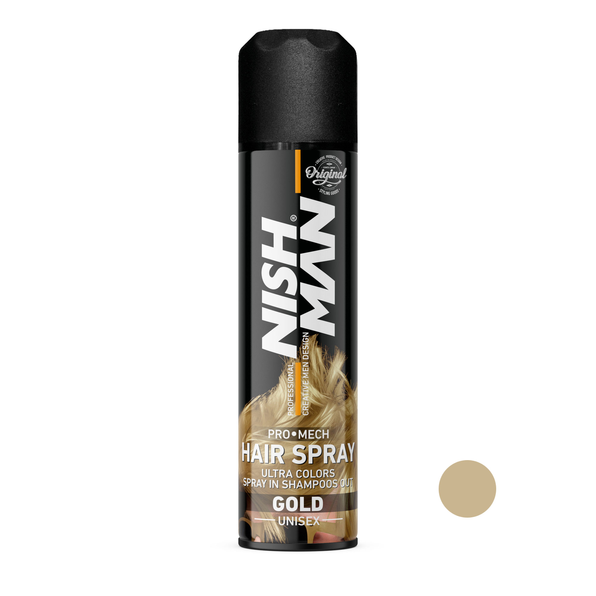 اسپری رنگ مو نیشمن مدل pro mech حجم 150 میلی لیتر رنگ طلایی