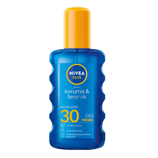 اسپری ضد آفتاب بی رنگ نیوآ spf 30 مدل koruma ferahlik ‌مناسب انواع پوست حجم 200 میلی‌لیتر