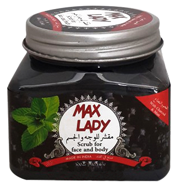 اسکراب لایه بردار پوست مکس لیدی مدل charcoal حجم 300 میلی لیتر