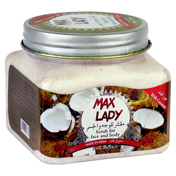 اسکراب لایه بردار پوست مکس لیدی مدل coconut حجم 300 میلی لیتر