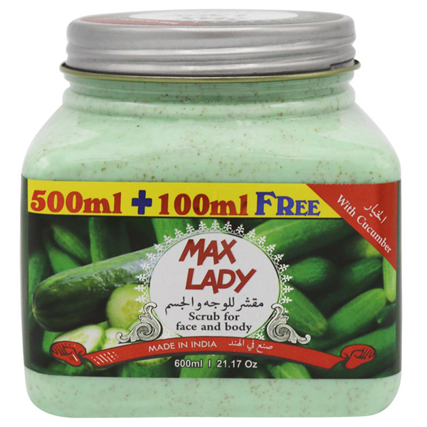 اسکراب لایه بردار پوست مکس لیدی مدل cucumber حجم 600 میلی لیتر