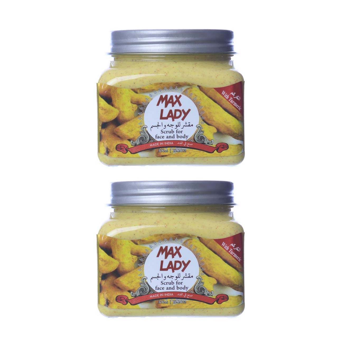 اسکراب لایه بردار پوست مکس لیدی مدل turmeric حجم 300 میلی لیتر مجموعه 2 عددی