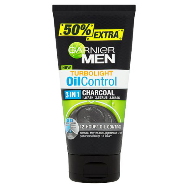اسکراب لایه بردار پوست گارنیه مدل 3in1 charcoal حجم 150 میلی لیتر