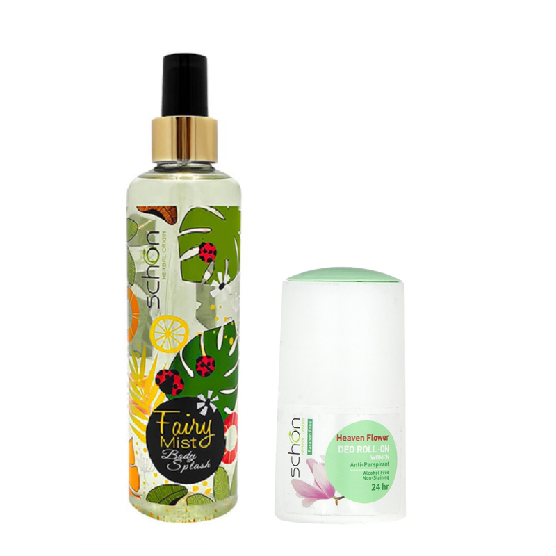 بادی اسپلش زنانه شون مدل fairy mist حجم 220 میلی لیتر به همراه رول ضد تعریق زنانه شون مدل heaven flower حجم 50 میلی لیتر