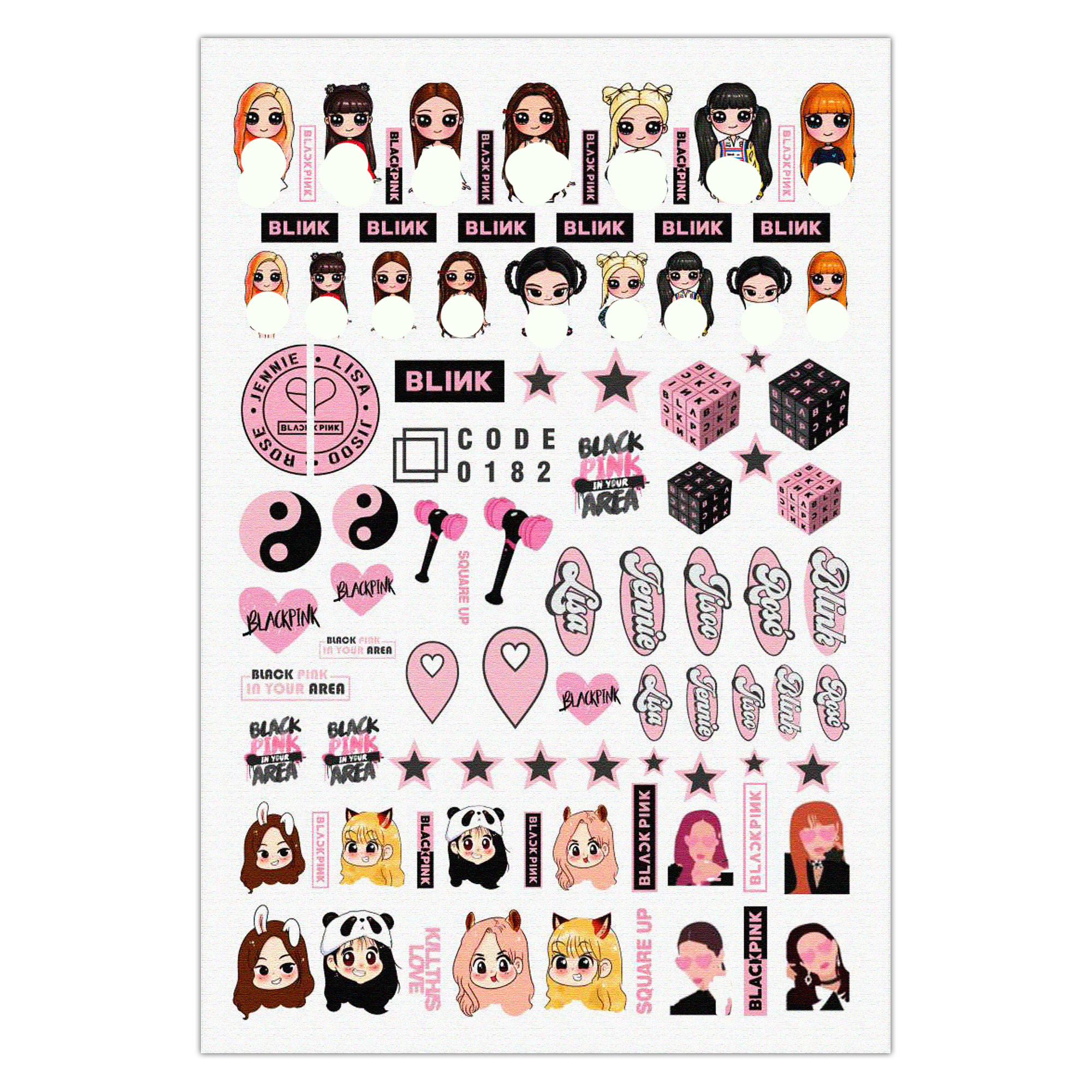 برچسب لنز ناخن مدل black pink کد 182