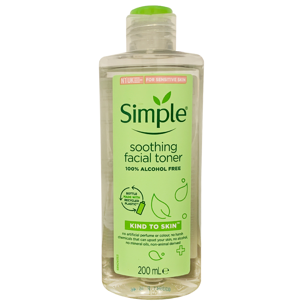 تونر پاک کننده صورت سیمپل مدل soothing حجم 200 میلی لیتر