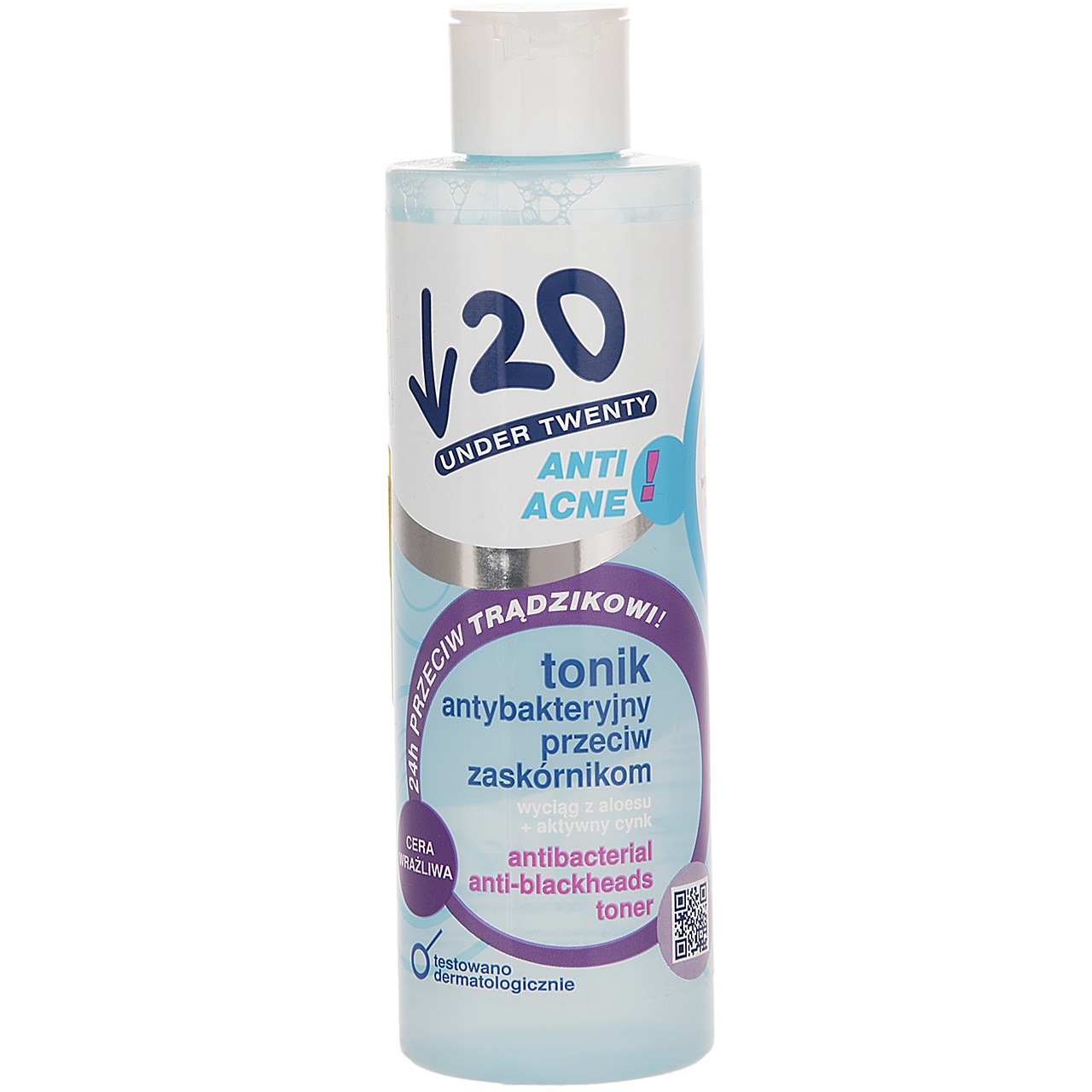 تونر پاک کننده پوست آندر 20 سری anti acne مدل sensitive skin حجم 200 میلی لیتر