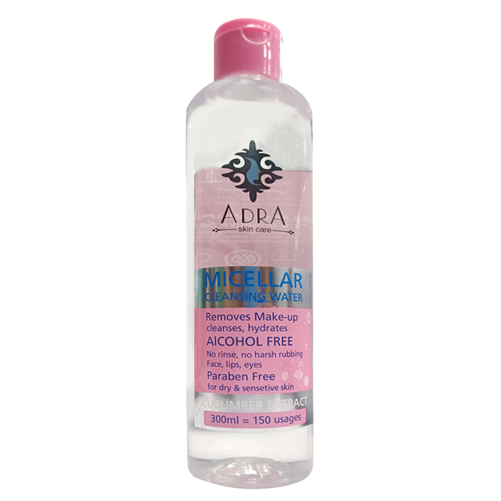تونیک پاک کننده آرایش صورت ادرا مدل micellar water حجم 300 میلی لیتر