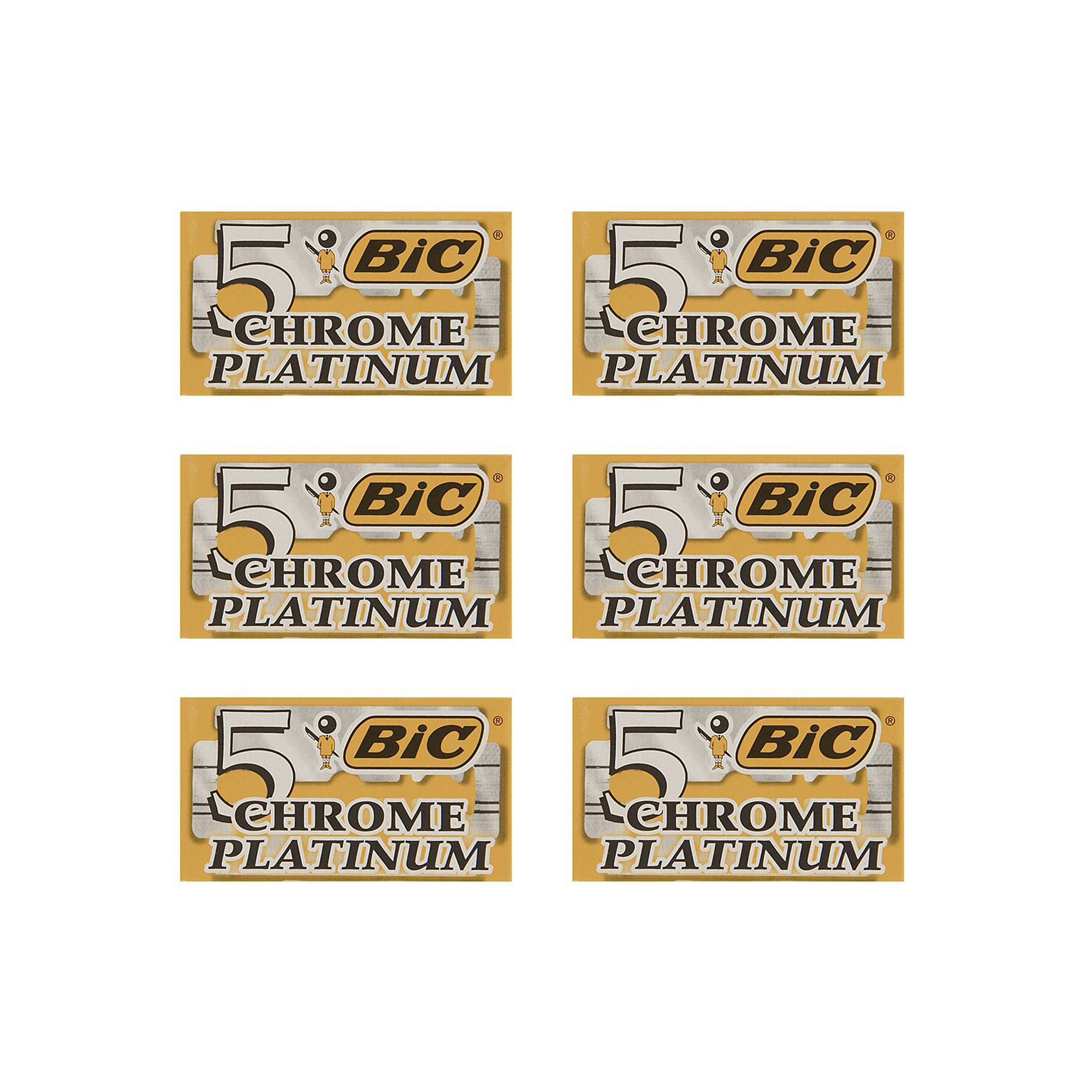 تیغ یدک سنتی بیک مدل platinum chromium double edge مجموعه 6 عددی