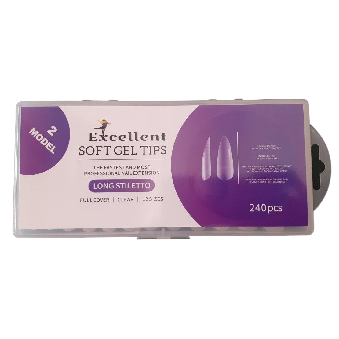 تیپ ژلیکس اکسلنت مدل long stiletto بسته 240 عددی