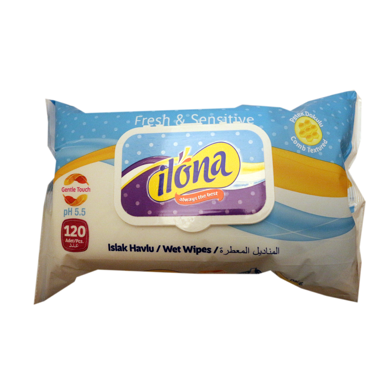 دستمال مرطوب ایلونا مدل sensetive بسته 120 عددی