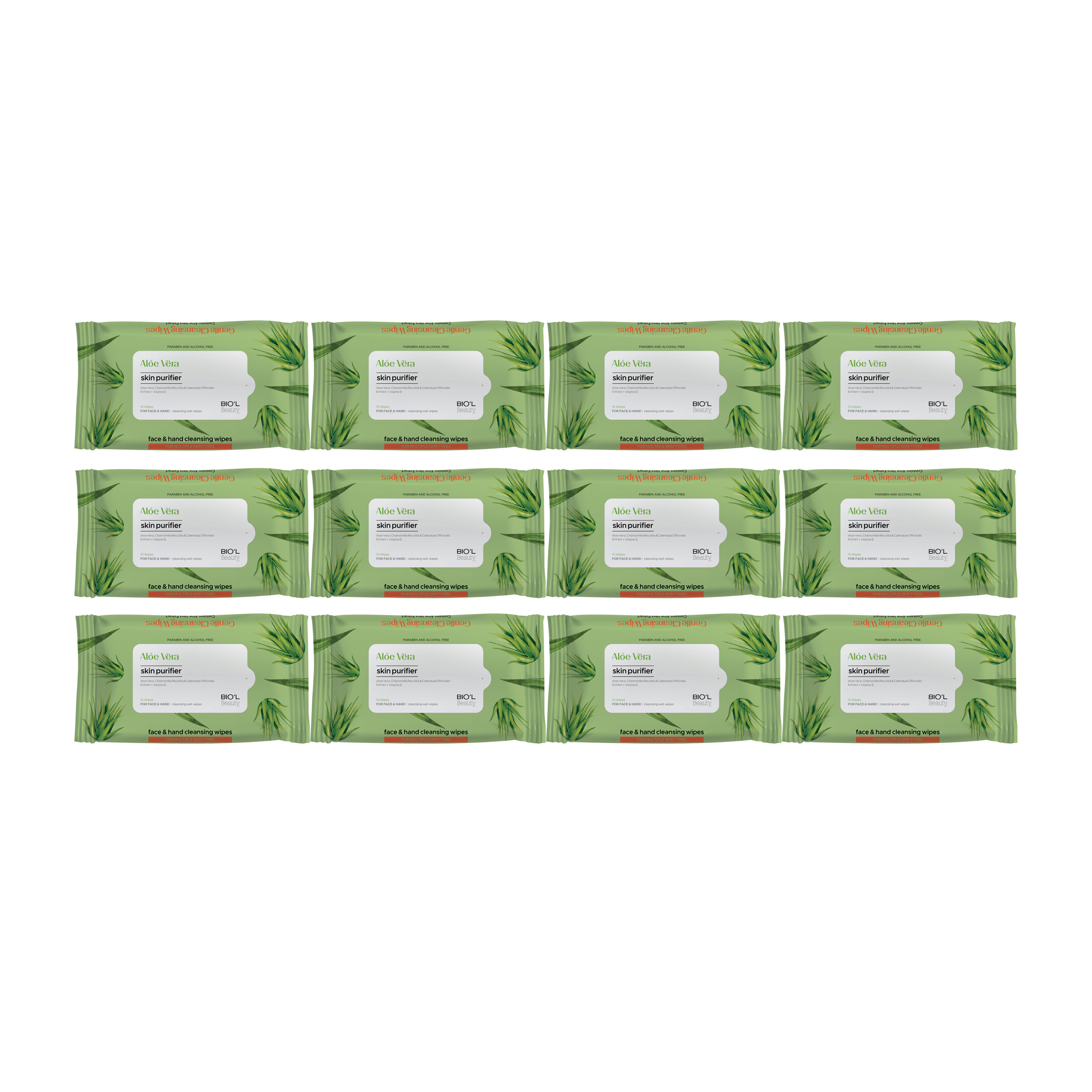 دستمال مرطوب بیول مدل aloe vera مجموعه 12 عددی