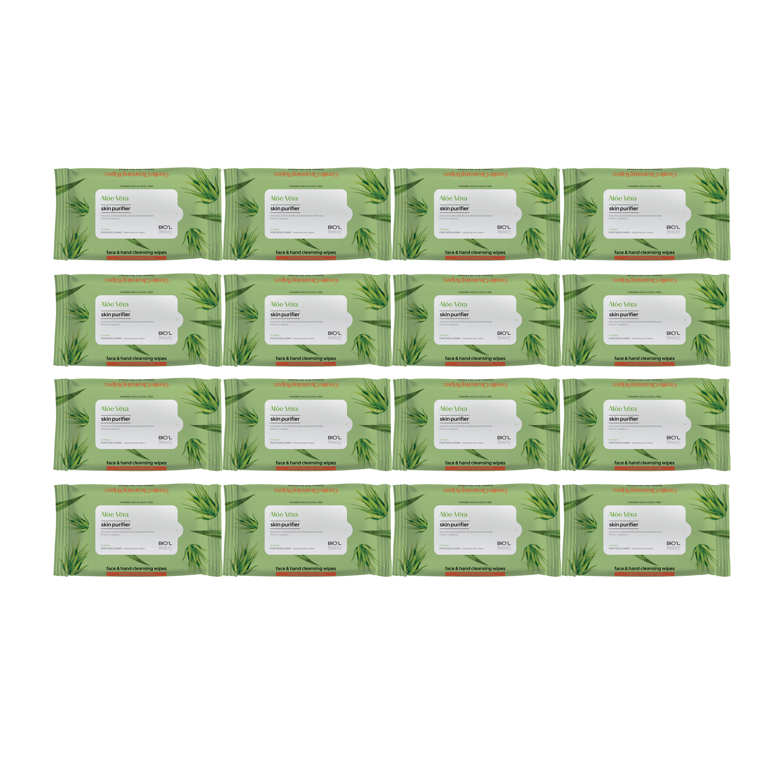 دستمال مرطوب بیول مدل aloe vera مجموعه 16 عددی