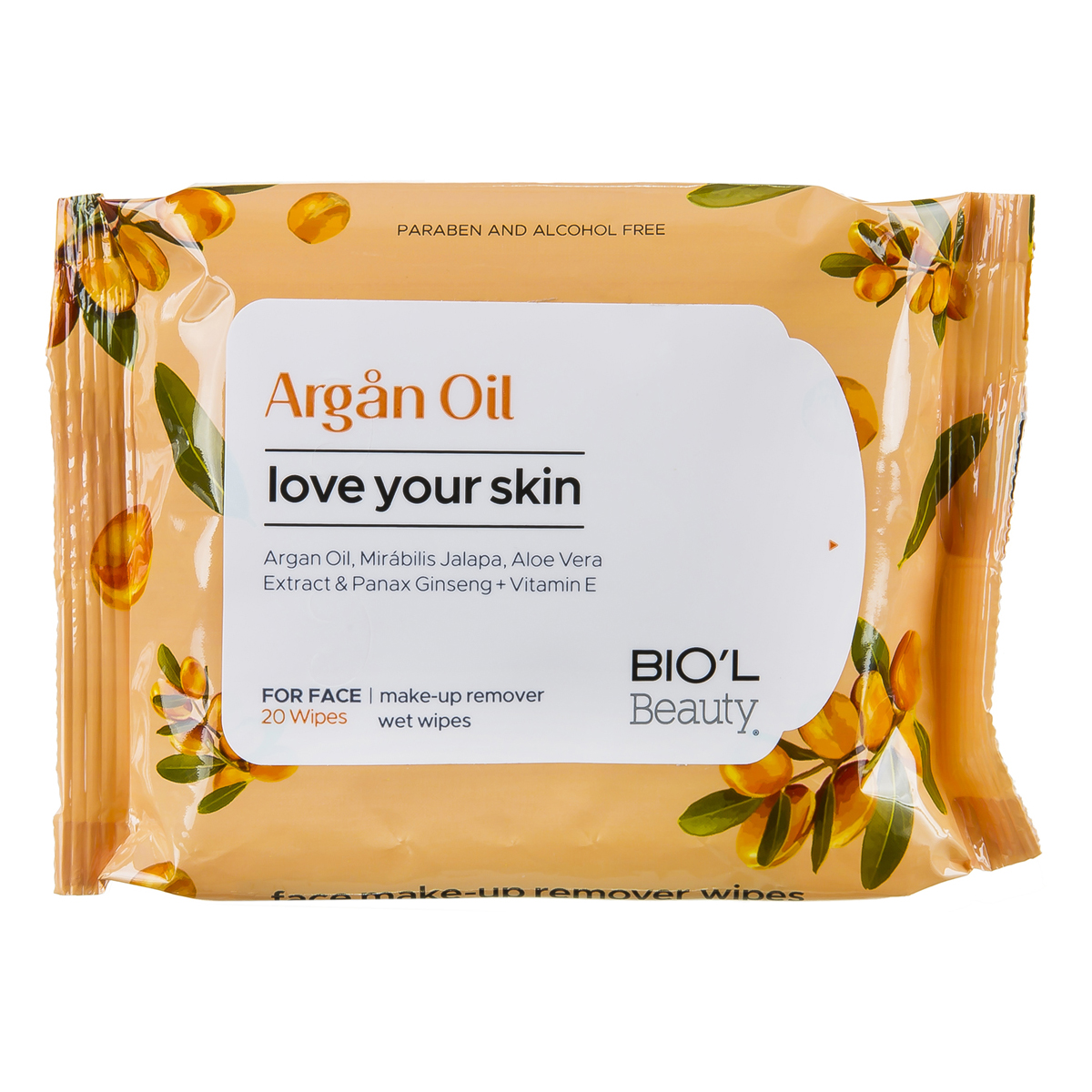 دستمال مرطوب بیول مدل argan oil بسته 20 عددی