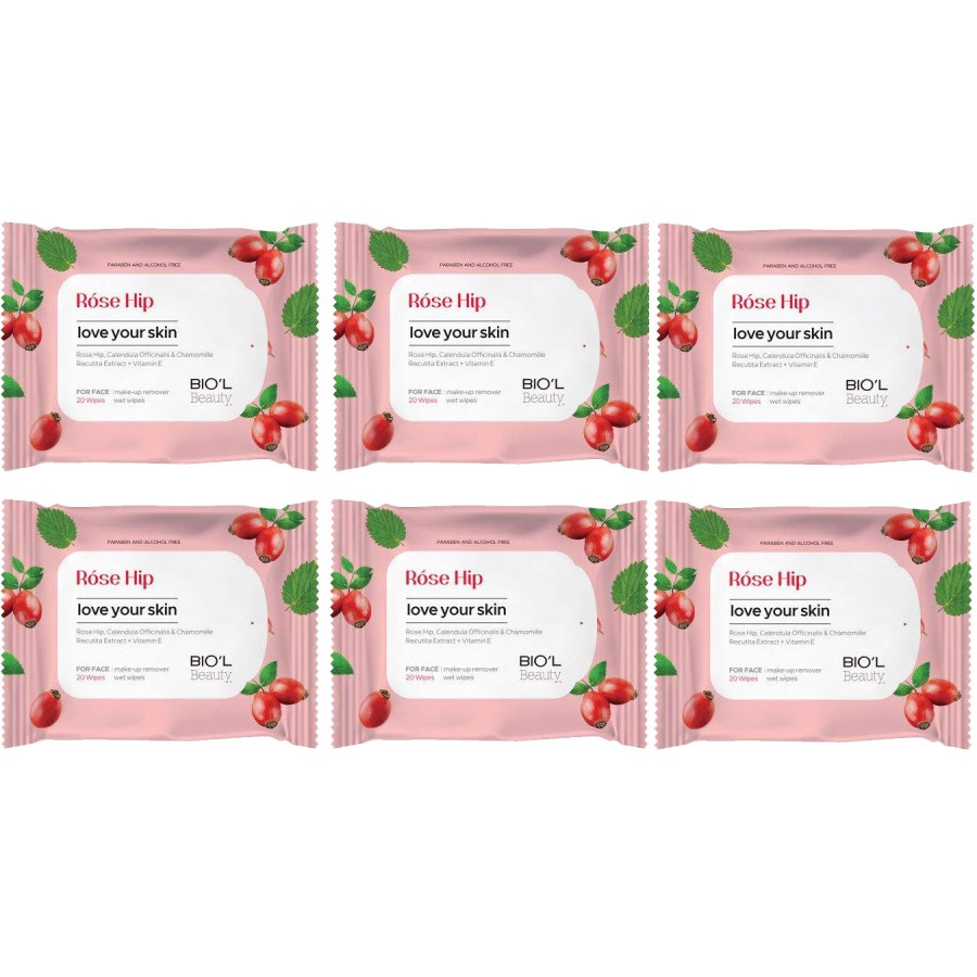 دستمال مرطوب بیول مدل rose hip مجموعه 6 عددی
