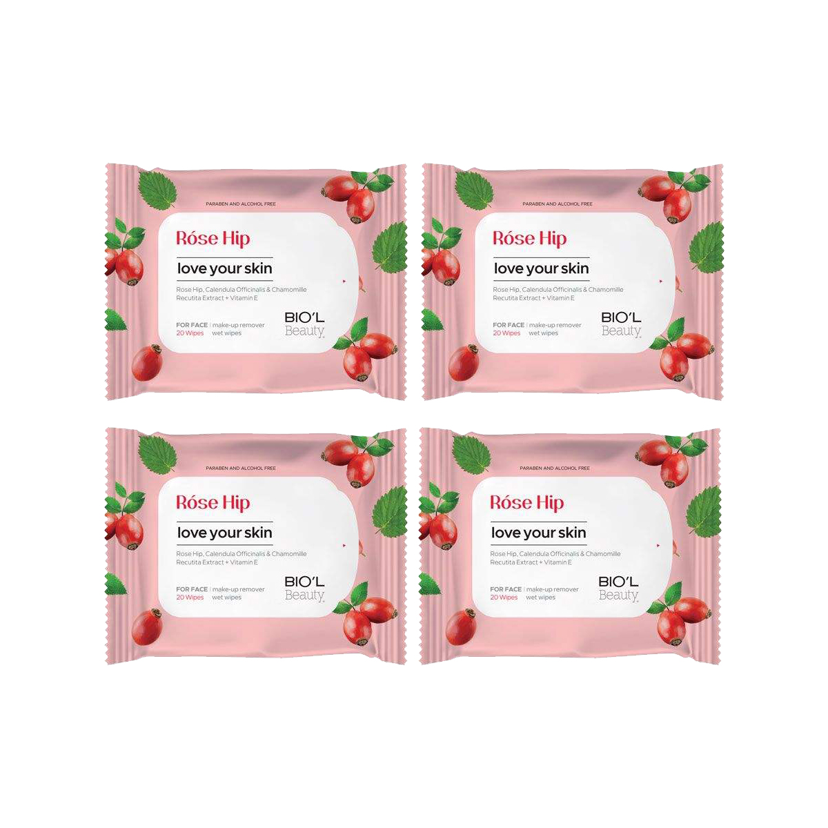 دستمال مرطوب بیول مدل rose hip مجموعه 4 عددی