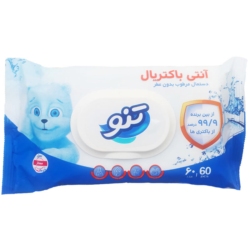 دستمال مرطوب تنو مدل t60 بسته 60 عددی