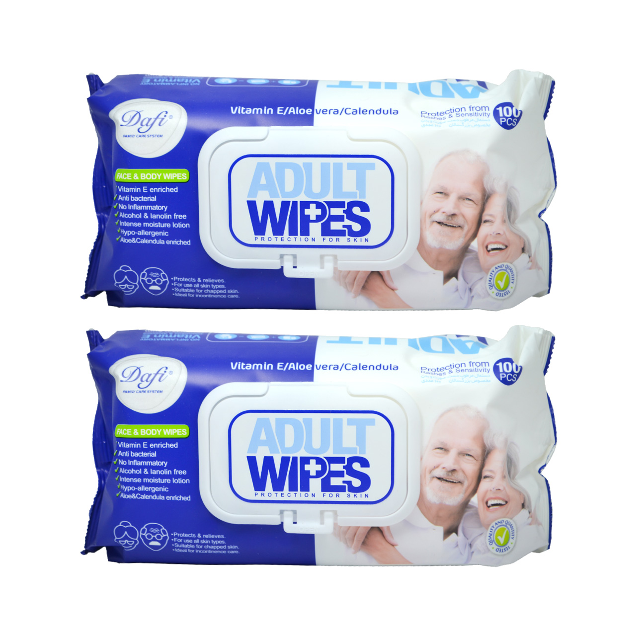دستمال مرطوب دافی مدل adult wipes مجموعه 2 عددی