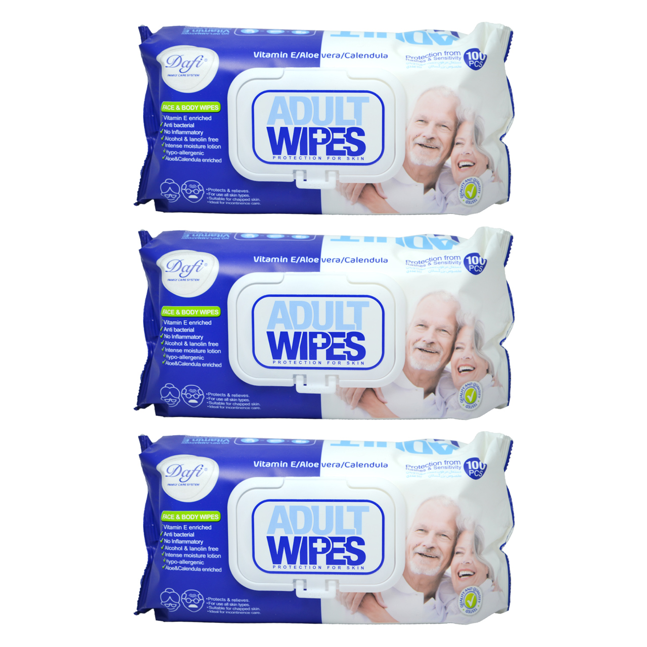 دستمال مرطوب دافی مدل adult wipes مجموعه 3 عددی