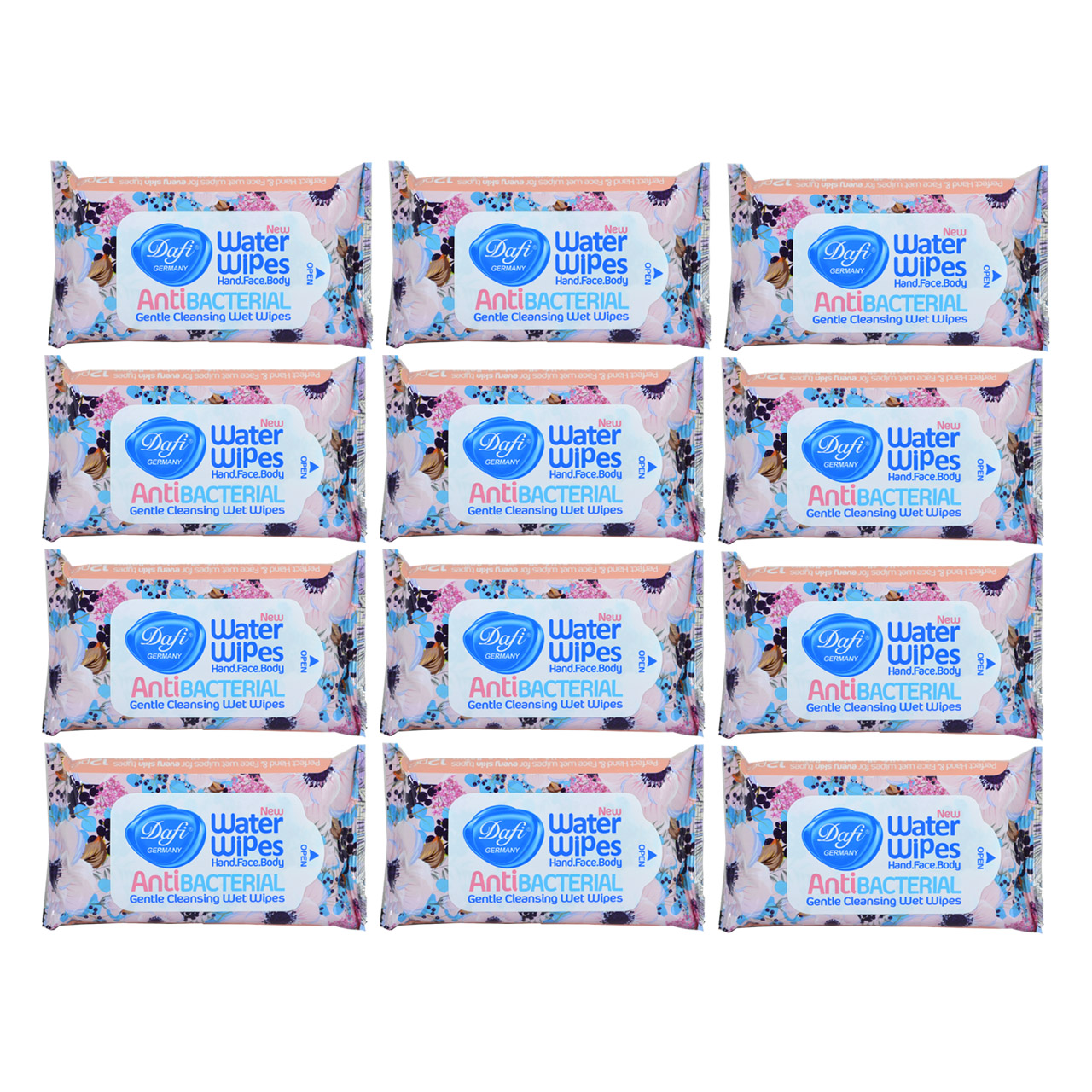 دستمال مرطوب دافی مدل anti bacterial مجموعه 12 عددی