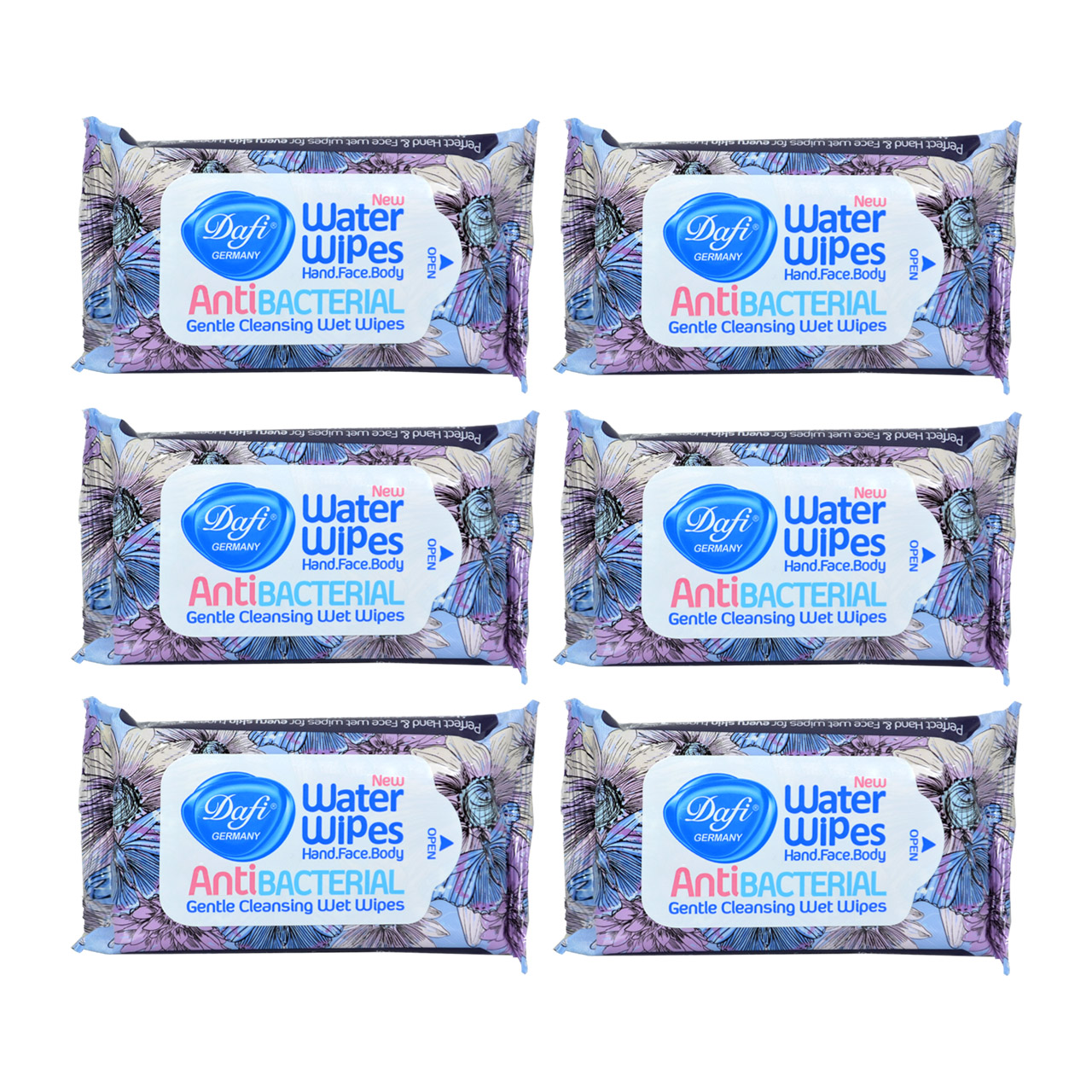 دستمال مرطوب دافی مدل anti bacterial مجموعه 6 عددی