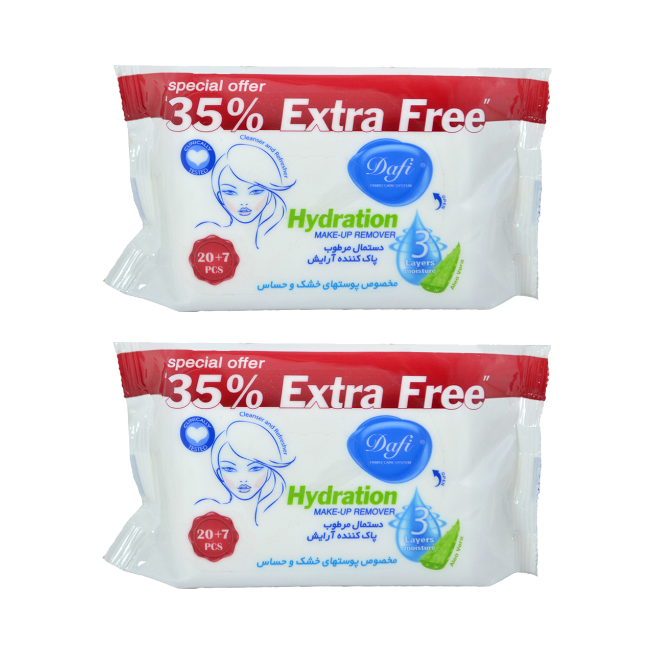 دستمال مرطوب دافی مدل hydration 01 مجموعه 2 عددی