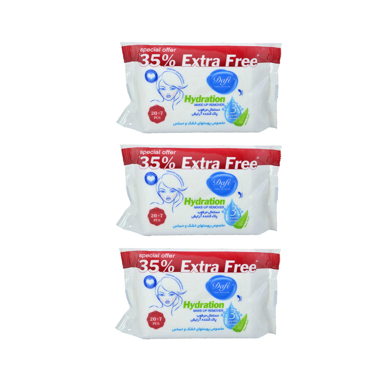 دستمال مرطوب دافی مدل hydration 02 مجموعه 3 عددی
