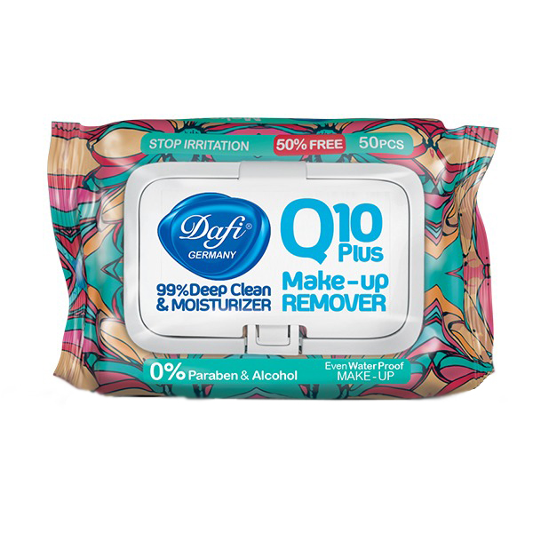 دستمال مرطوب دافی مدل q10 plus stop irriation بسته 50 عددی