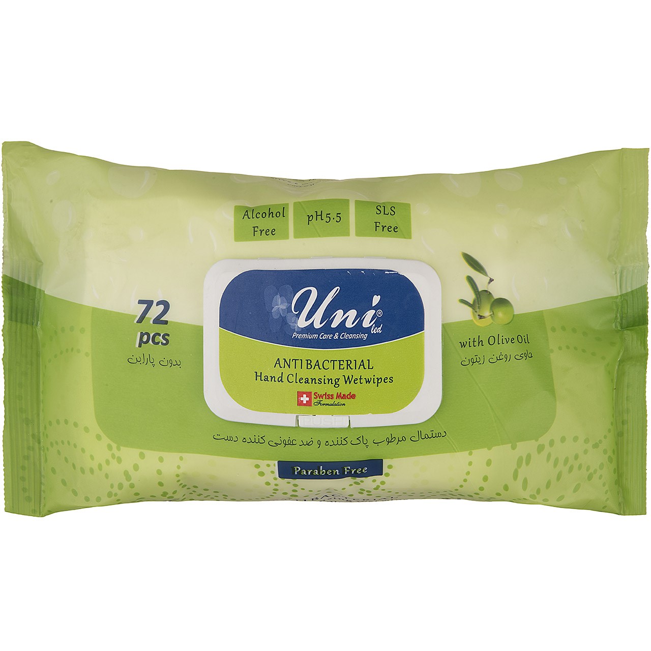 دستمال مرطوب دست یونی لد مدل hand anti bacterial بسته 72 عددی