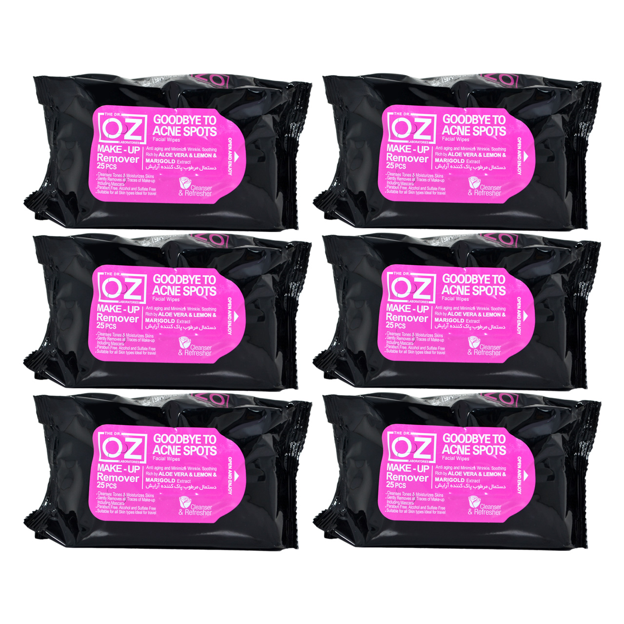 دستمال مرطوب دکتر آز مدل acne sports مجموعه 6 عددی