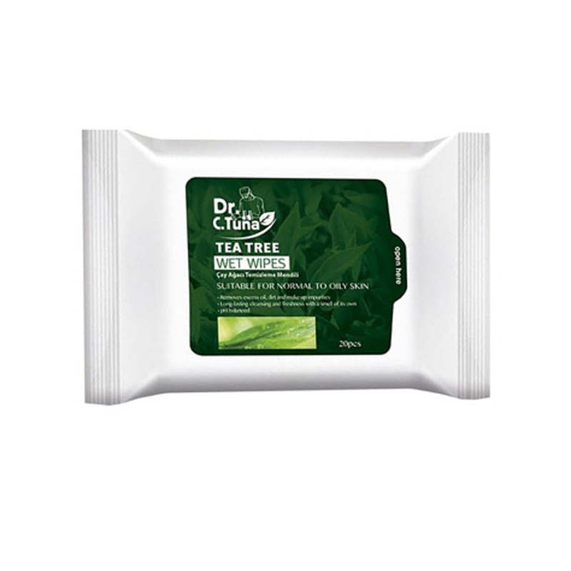 دستمال مرطوب دکتر جی تونا مدل tea tree بسته 20 عددی