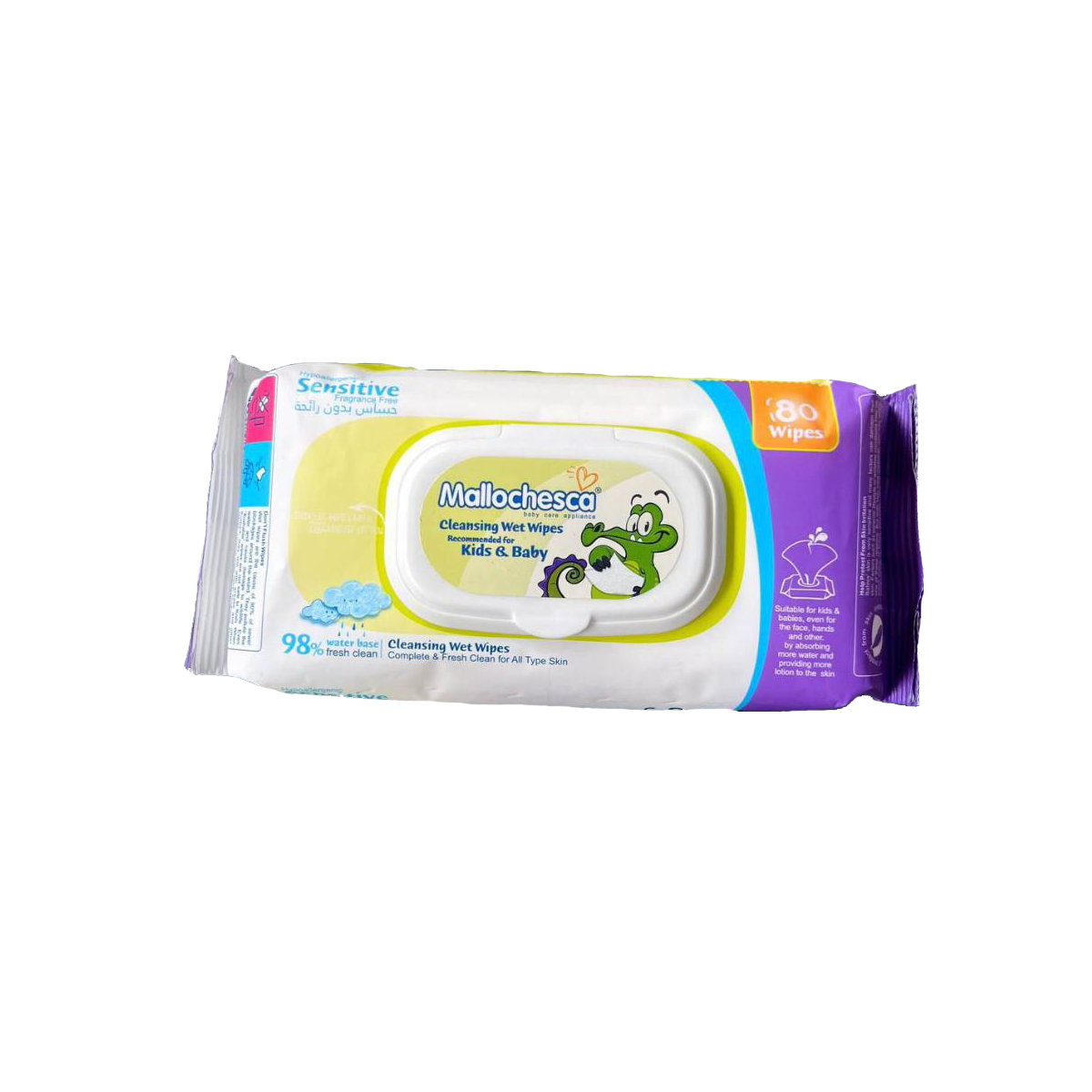 دستمال مرطوب مالوچسکا مدل sensitive بسته 80 عددی