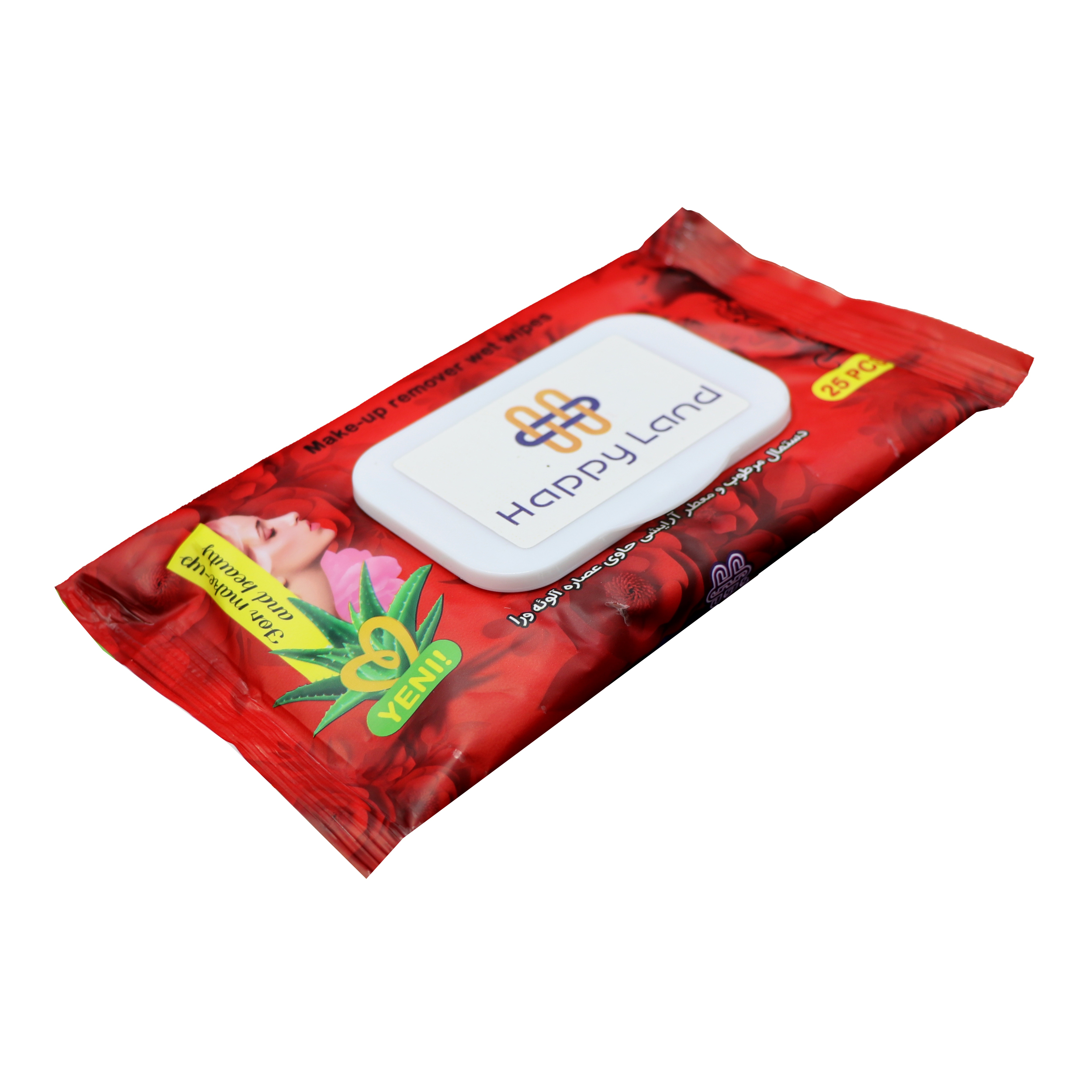 دستمال مرطوب هپی لند مدل beauty red بسته 25 عددی