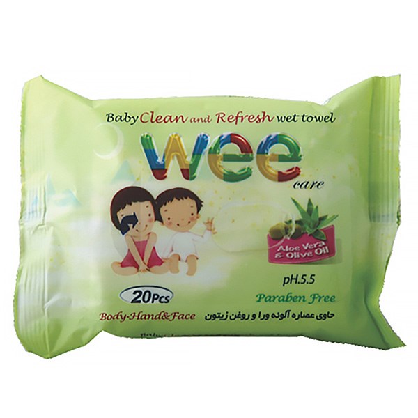 دستمال مرطوب وی تمیز کننده کودک بسته 20 عددی