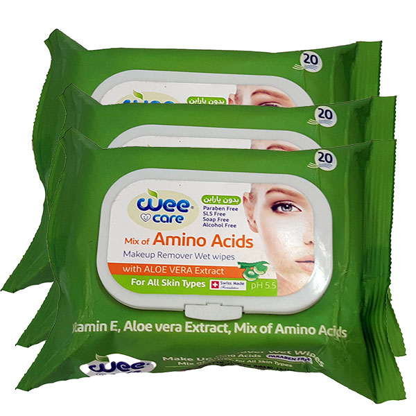 دستمال مرطوب وی کر مدل mix of amino acid مجموعه 3 عددی