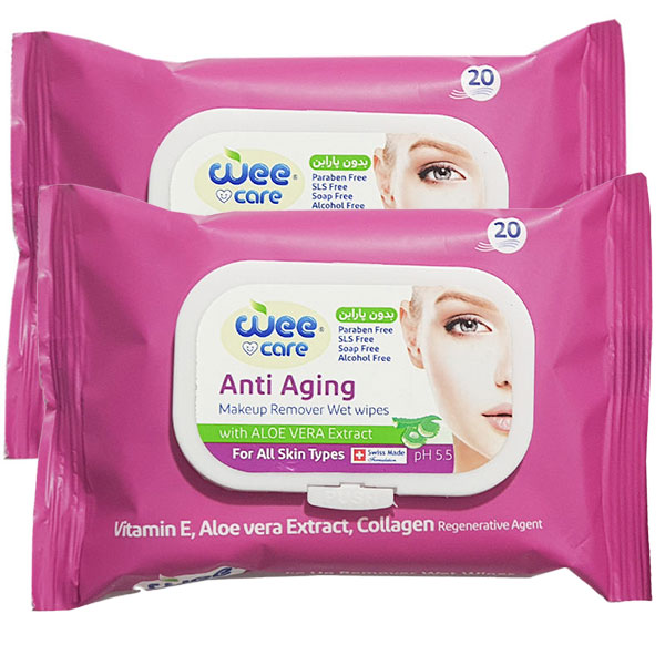 دستمال مرطوب وی کر مدل new anti aging مجموعه 2 عددی