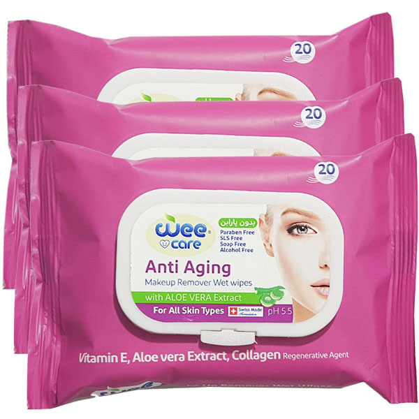 دستمال مرطوب وی کر مدل new anti aging مجموعه 3 عددی