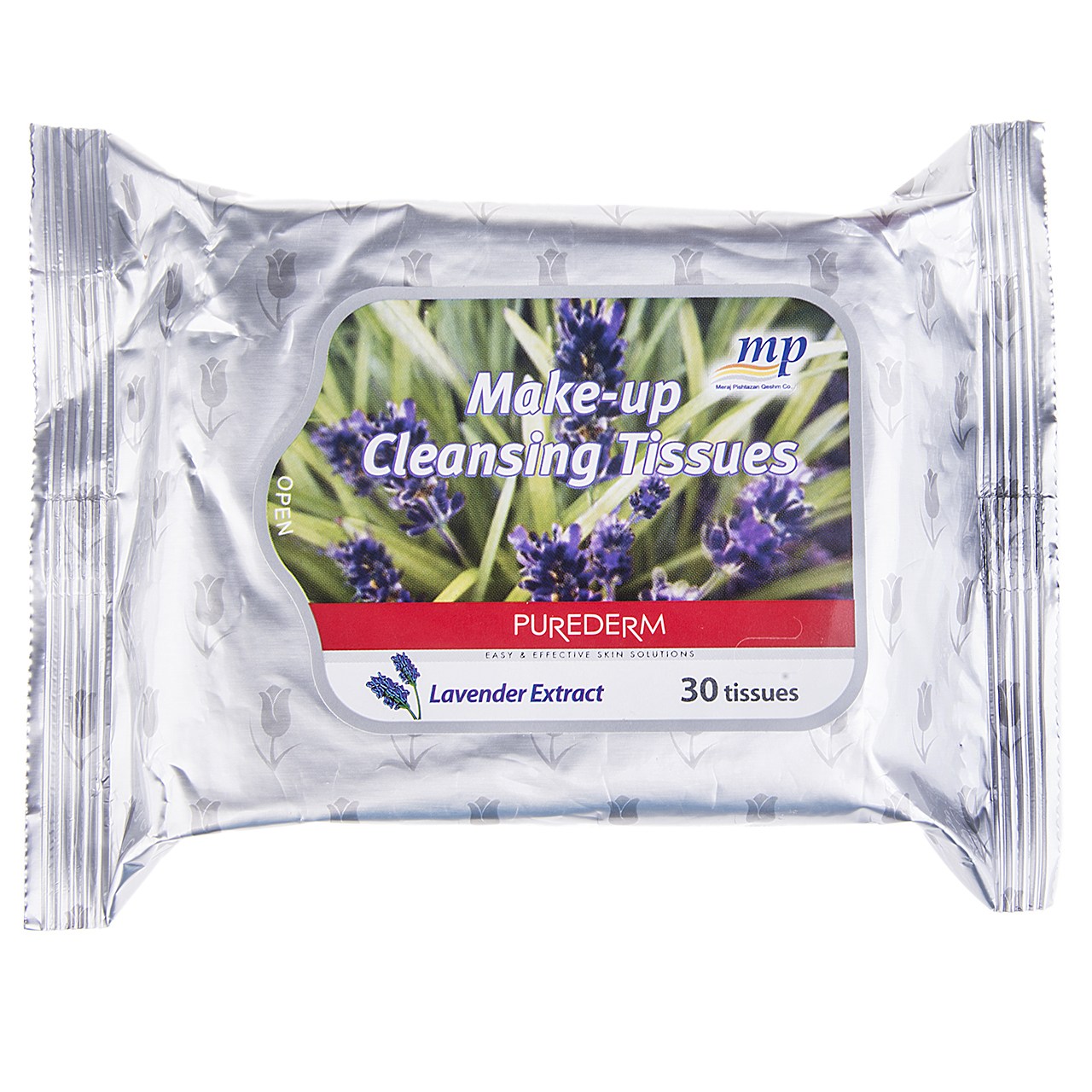 دستمال مرطوب پیوردرم مدل lavender extract بسته 30 عددی