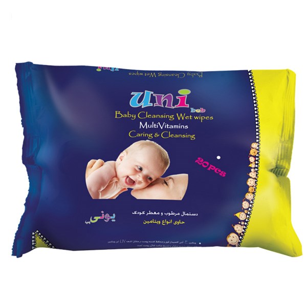 دستمال مرطوب یونی بب مولتی ویتامین کودک بسته 20 عددی