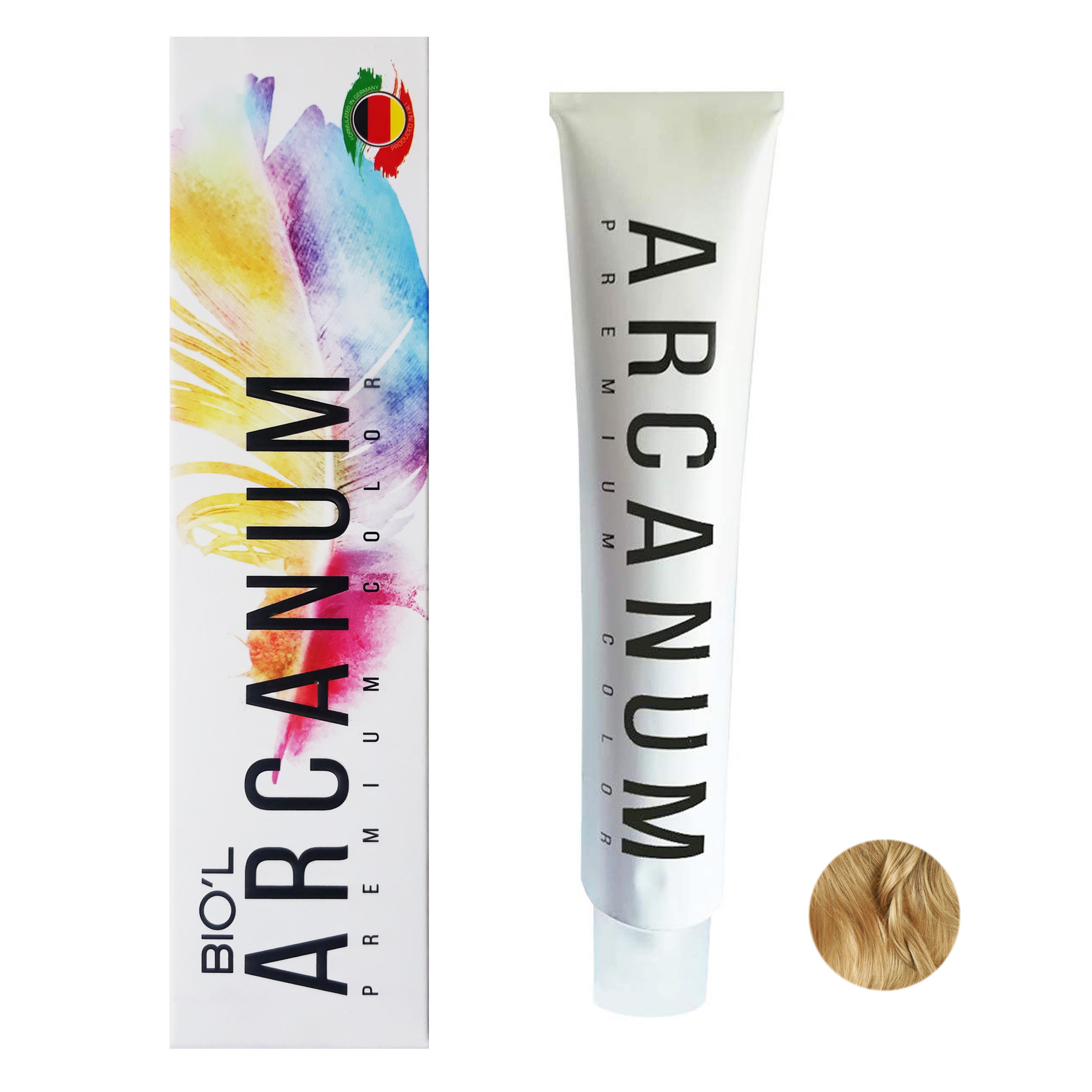 رنگ مو بیول مدل arcanum شماره 8.39 حجم 120 میلی لیتر رنگ بلوند بیسکوئیتی روشن