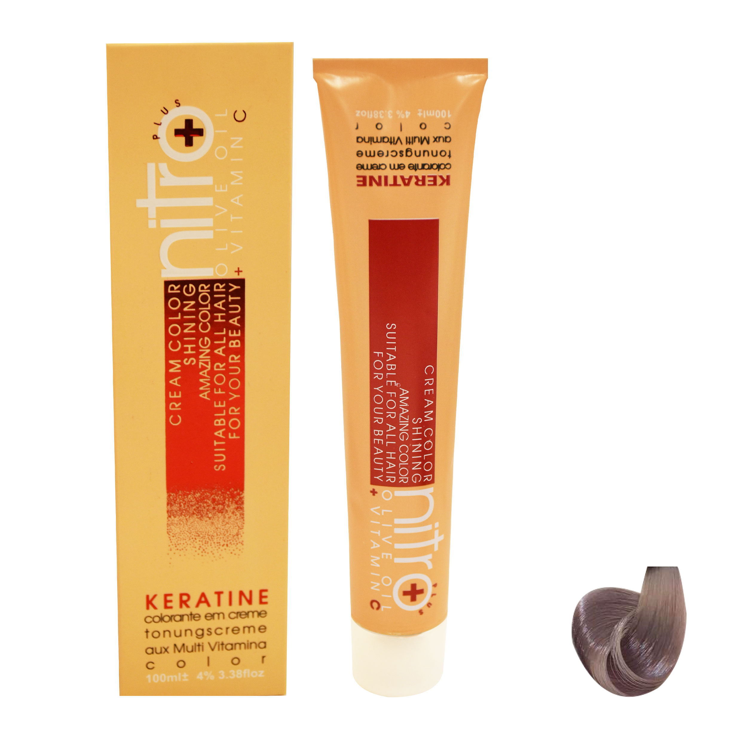 رنگ مو نیترو سری keratine شماره 7.2 حجم 100 میلی لیتر رنگ بلوند دودی متوسط