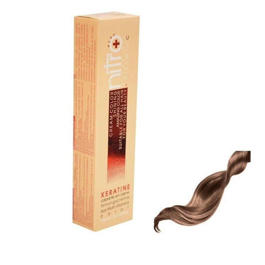 رنگ مو نیترو پلاس سری keratine شماره 8.53 حجم 100 میلی لیتر رنگ بلوند کاکائویی خیلی روشن